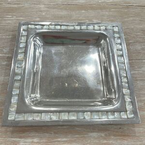 Antique Towle Silver Mother of Pearl & Aluminum Square Serving Tray 12 " x 12 "